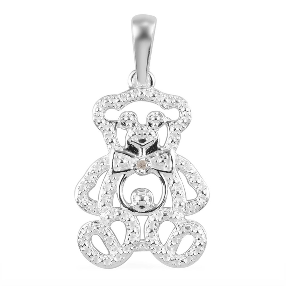 Sterling Silver Diamond Accent Teddybear Pendant